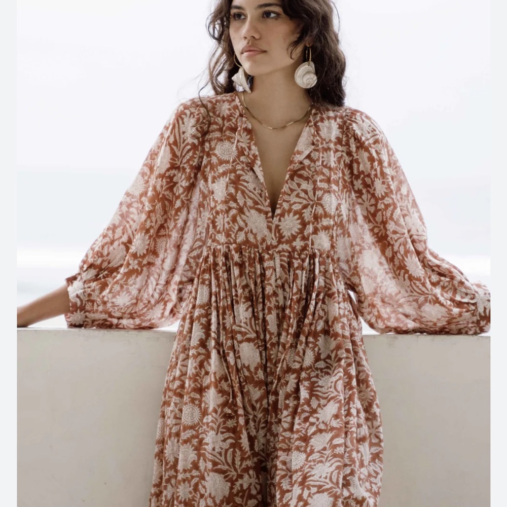 Floral Brown Dress - Daughters of Indie
